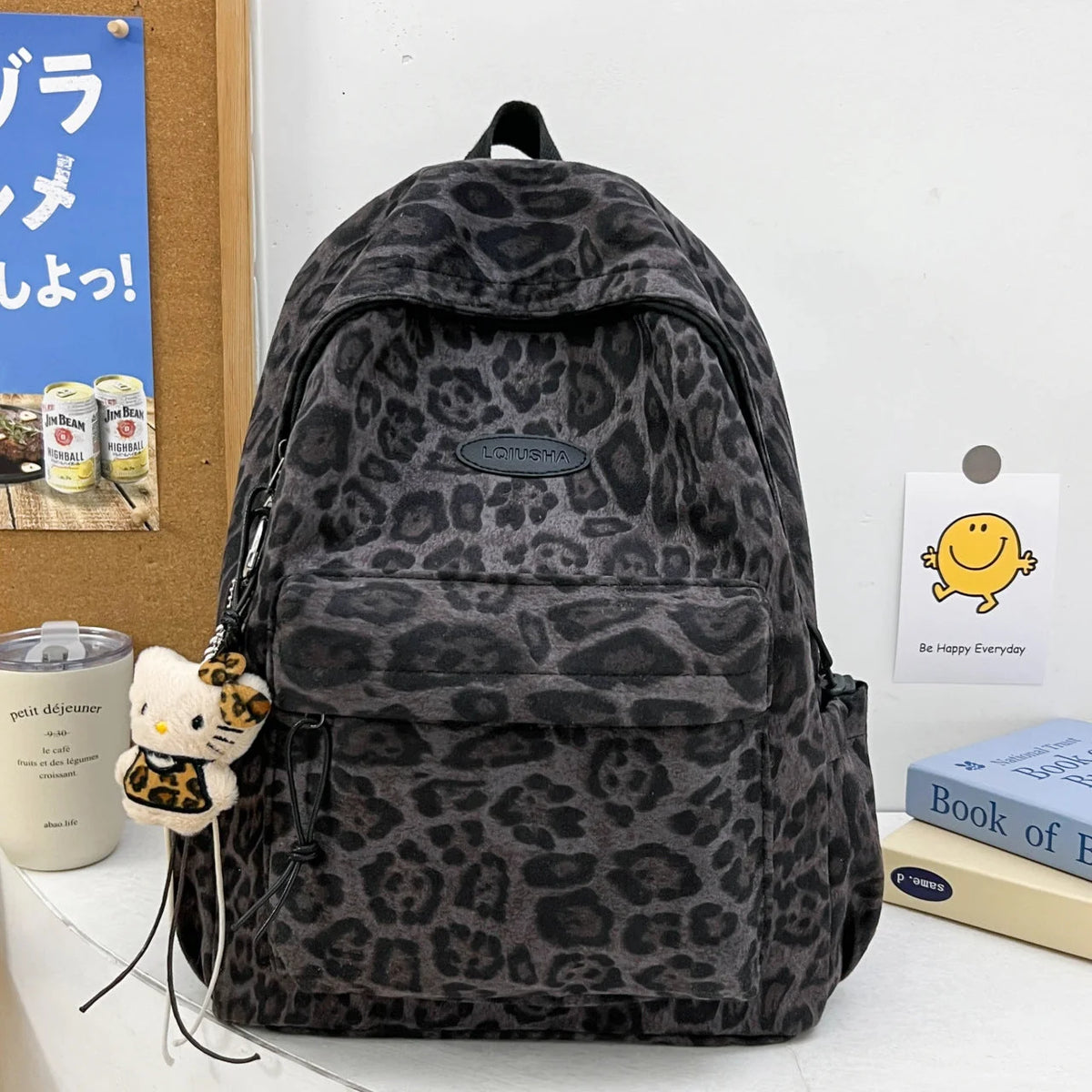 Backpack Leopard Print Front Pocket Organizer