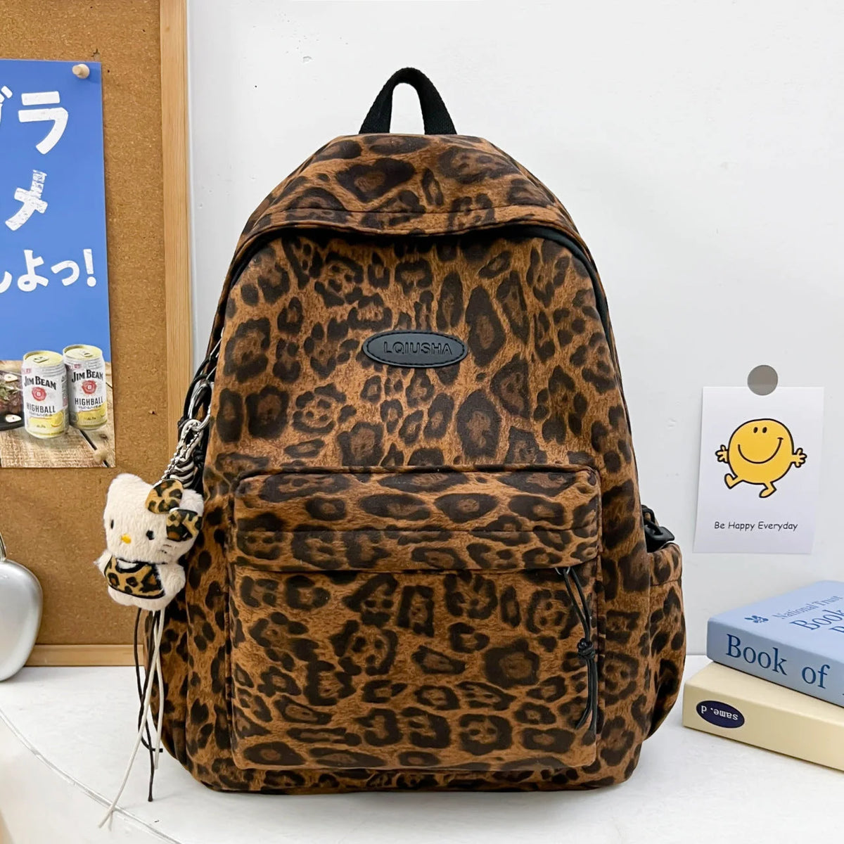 Backpack Leopard Print Front Pocket Organizer