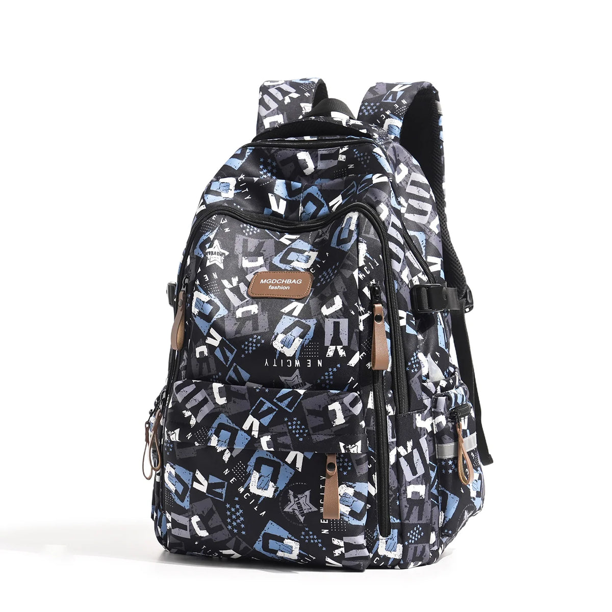 Backpack Multiple Compartments Abrasion-Resistant Padded Adjustable Straps
