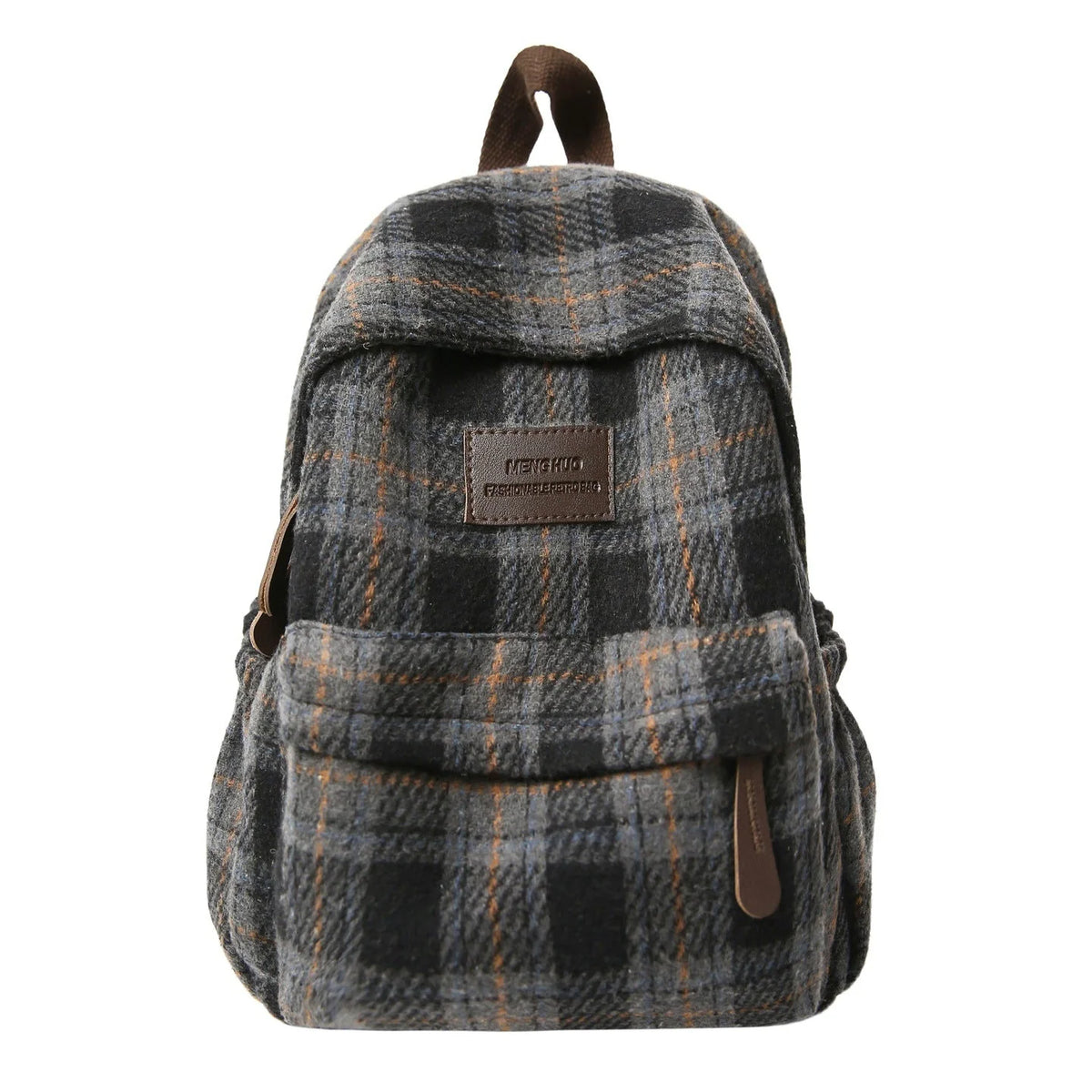 Backpack Plaid Pattern Padded Straps Stain-Resistant Fabric