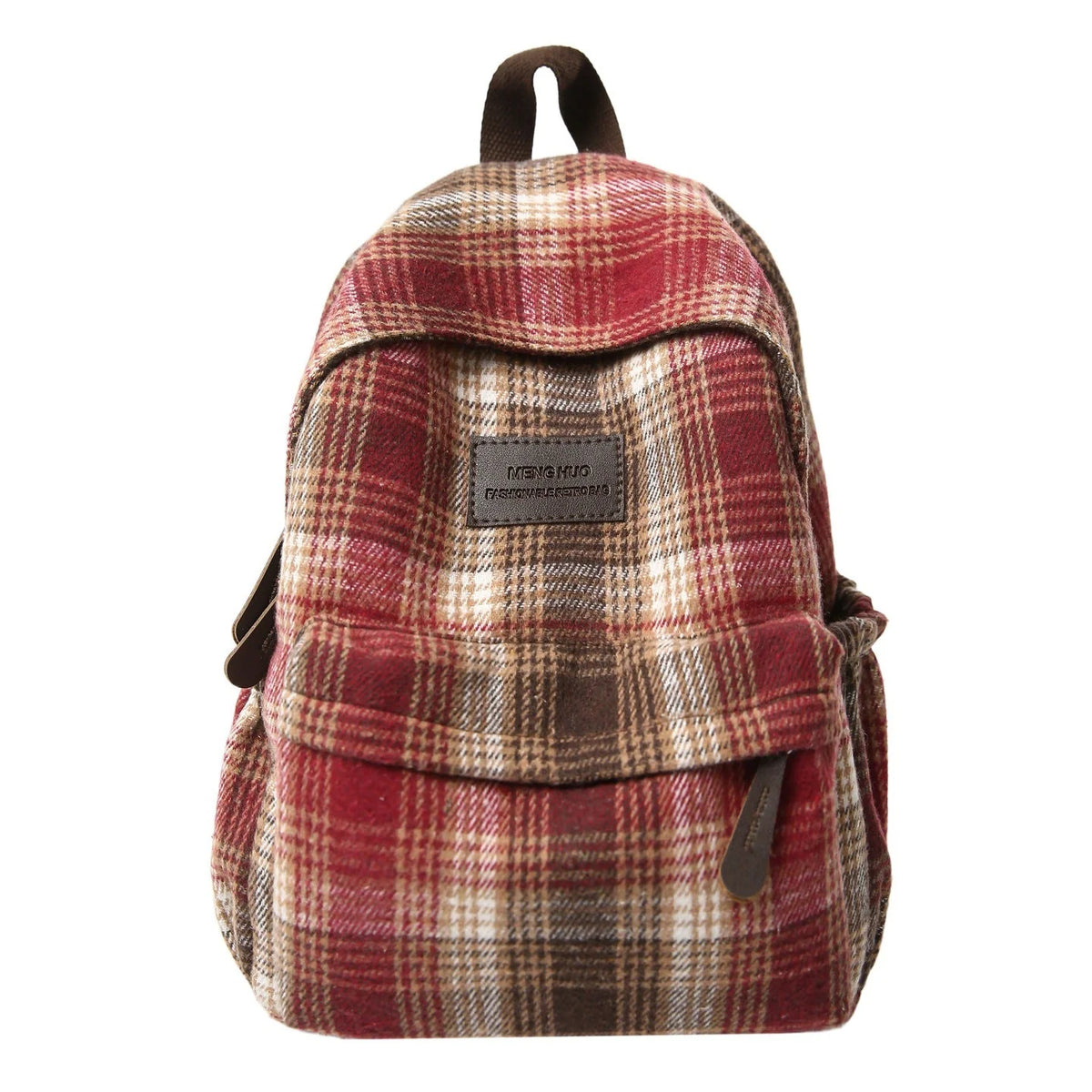 Backpack Plaid Pattern Padded Straps Stain-Resistant Fabric