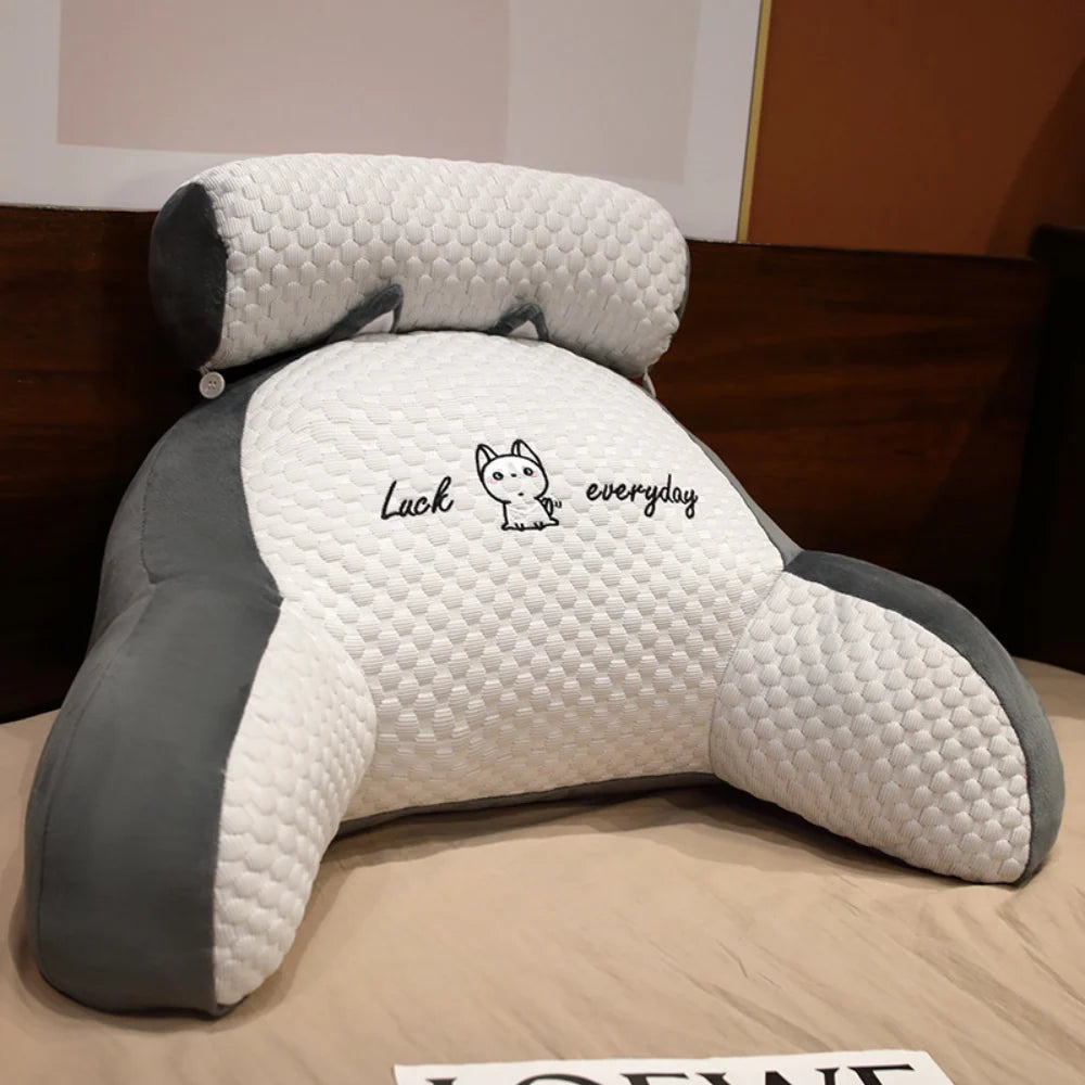 Backrest Pillow Memory Foam & Armrests Removable Washable Cover