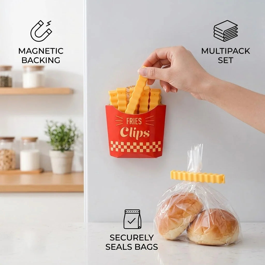 Bag Clips Magnetic Holder French Fry Design