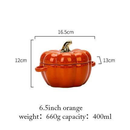 Baking Bowl Ceramic Pumpkin Shape With Glazed Lid