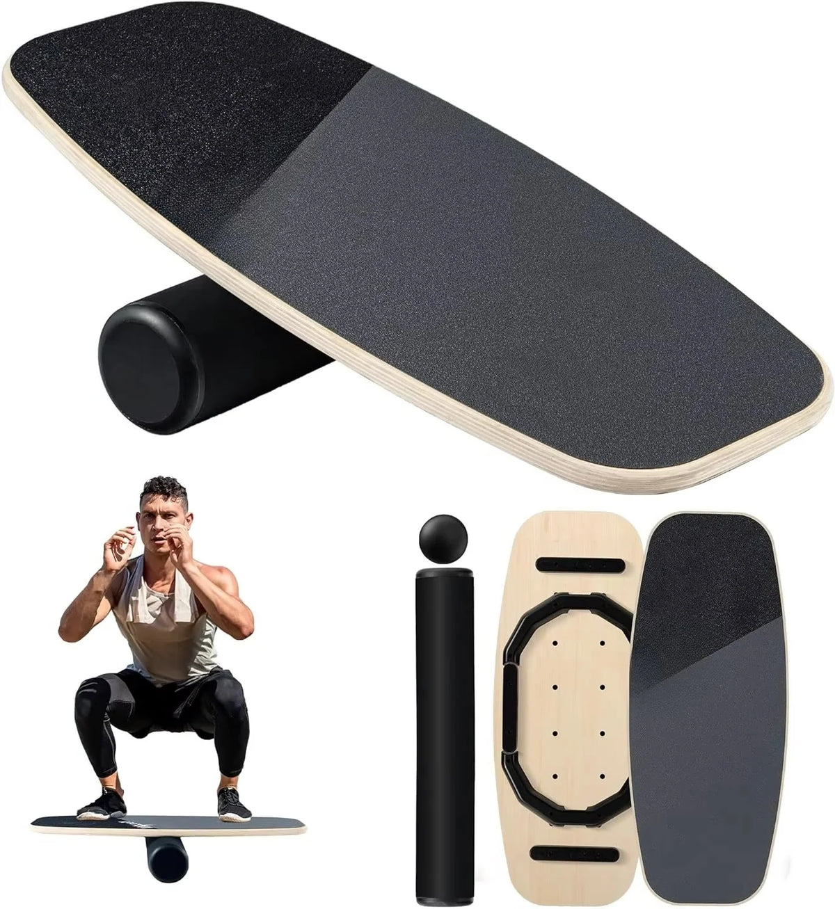 Balance Board 9-Level Adjustable Roller & Ball Bases Textured Grip