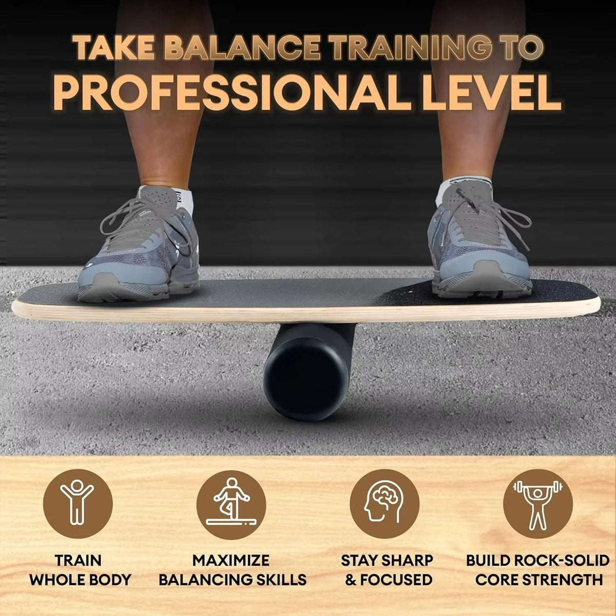 Balance Board 9-Level Adjustable Roller & Ball Bases Textured Grip