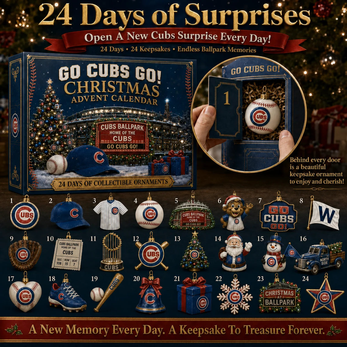 Baseball Advent Calendar 24 Collectible Ornaments
