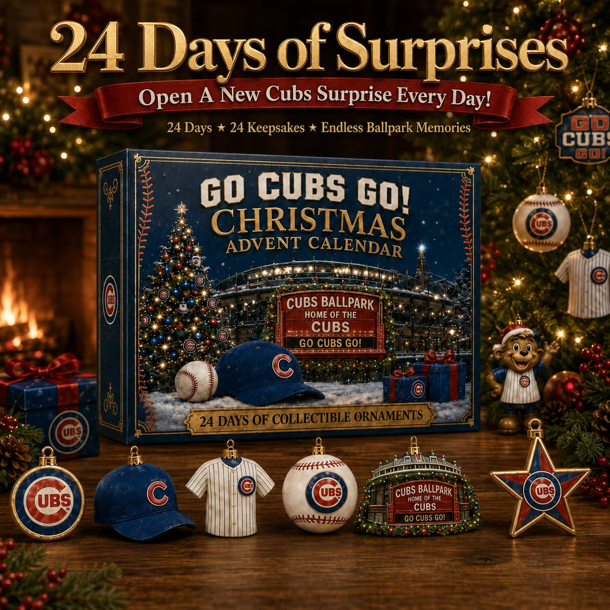 Baseball Advent Calendar 24 Collectible Ornaments