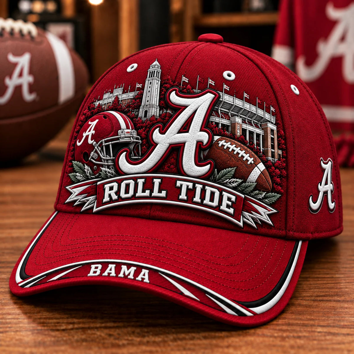 Baseball Cap Football Artwork Adjustable Strap