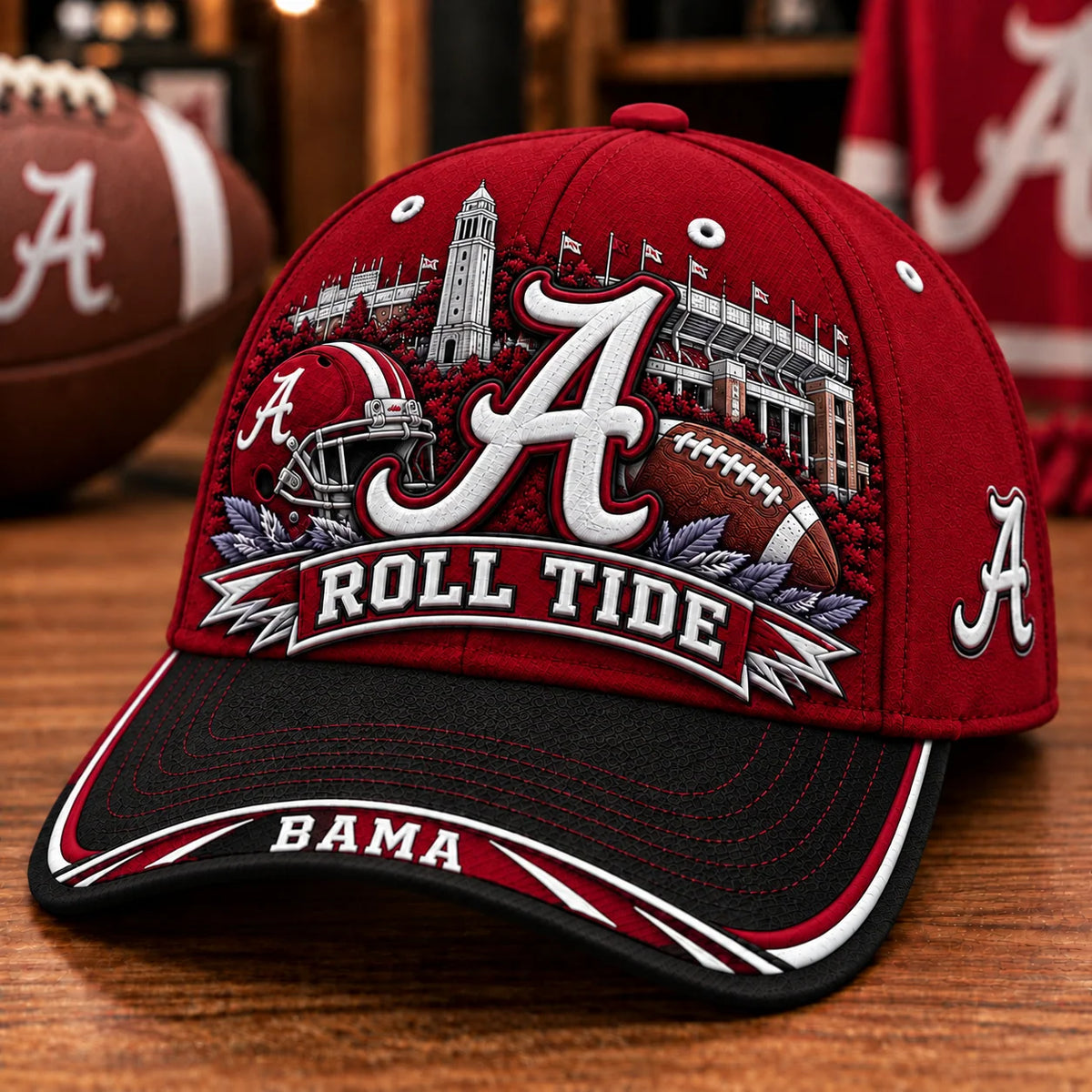 Baseball Cap Football Artwork Adjustable Strap