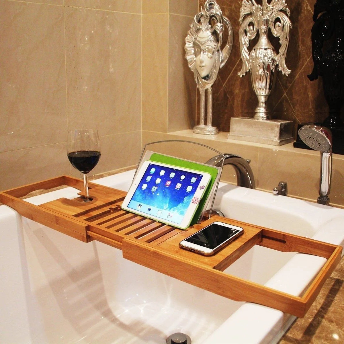 Bath Caddy Bamboo Retractable & Foldable