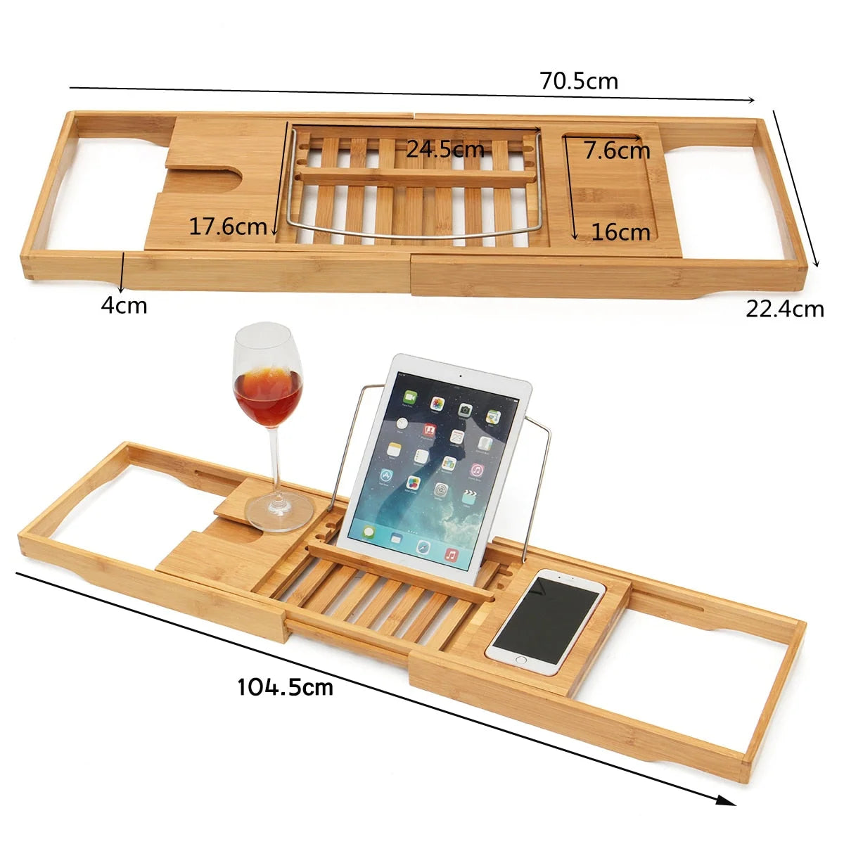 Bath Caddy Bamboo Retractable & Foldable