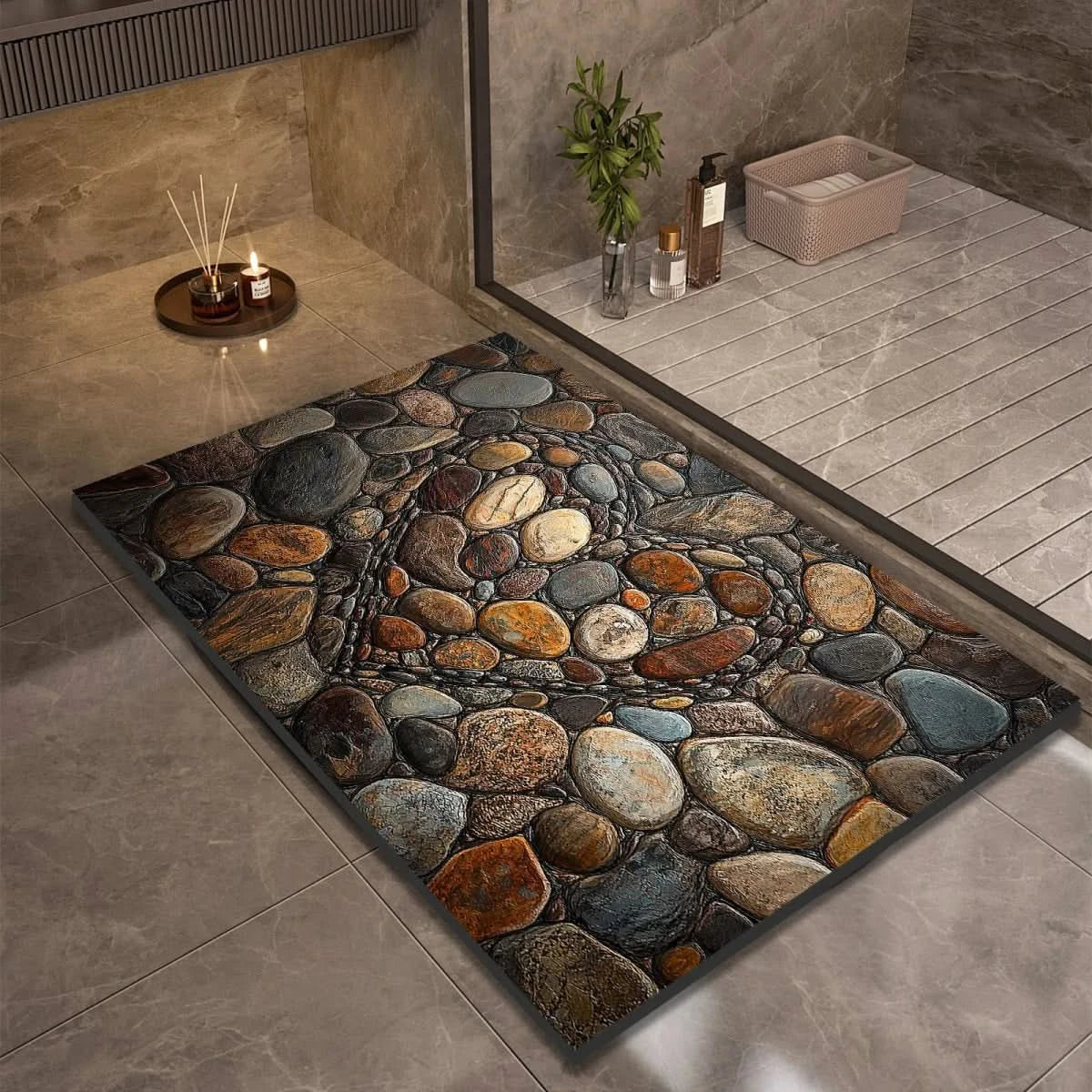 Bath Mat Diatomite Quick-Drying Non-Slip Rubber Base
