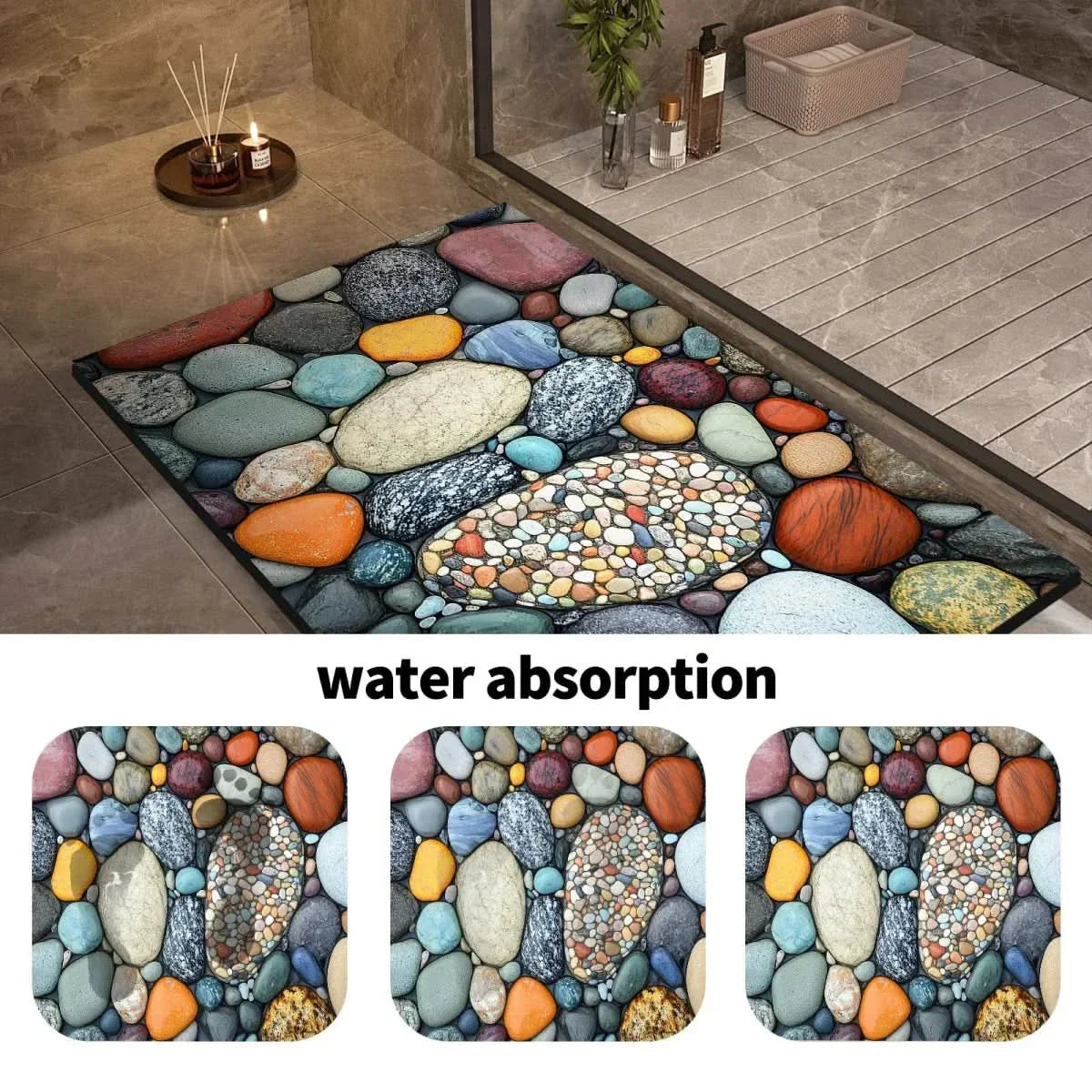 Bath Mat Diatomite Quick-Drying Non-Slip Rubber Base