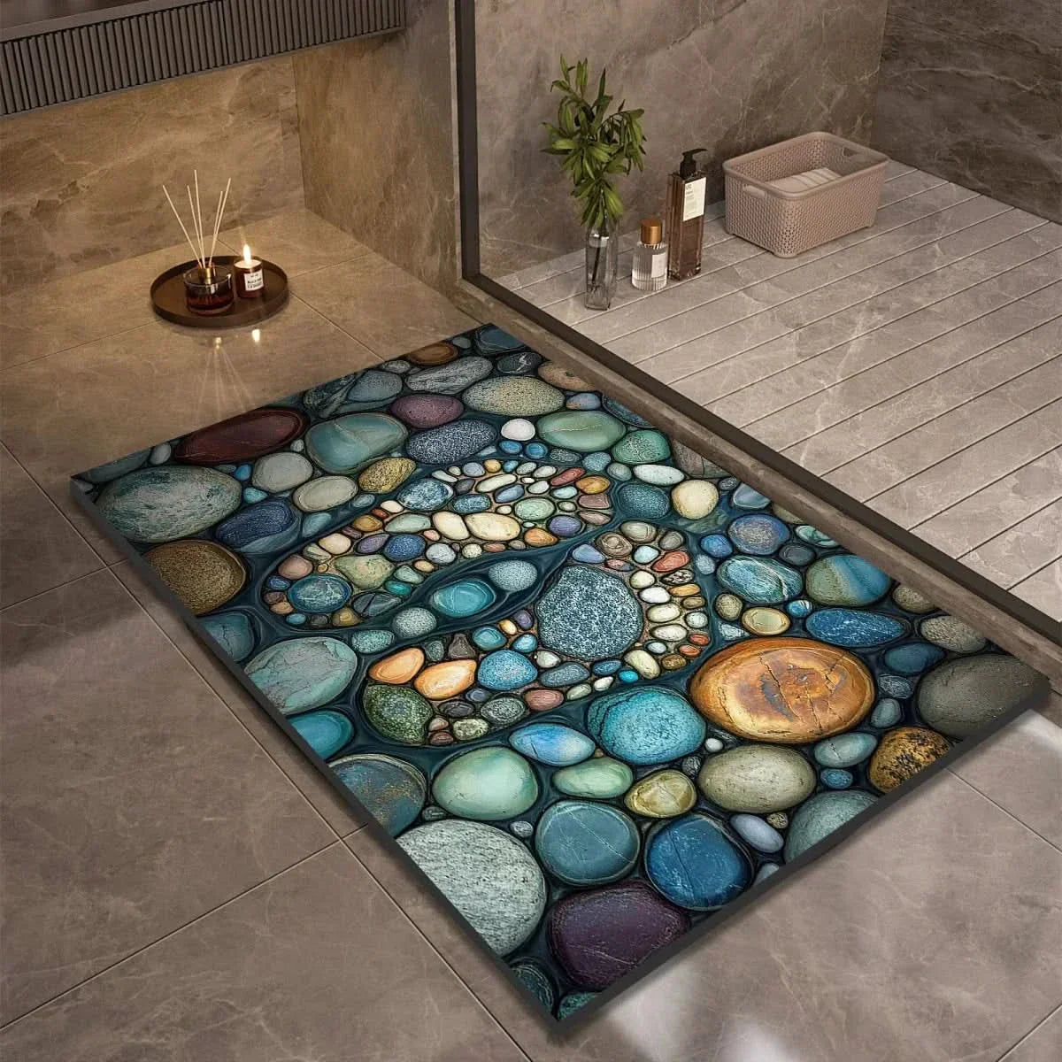 Bath Mat Diatomite Quick-Drying Non-Slip Rubber Base