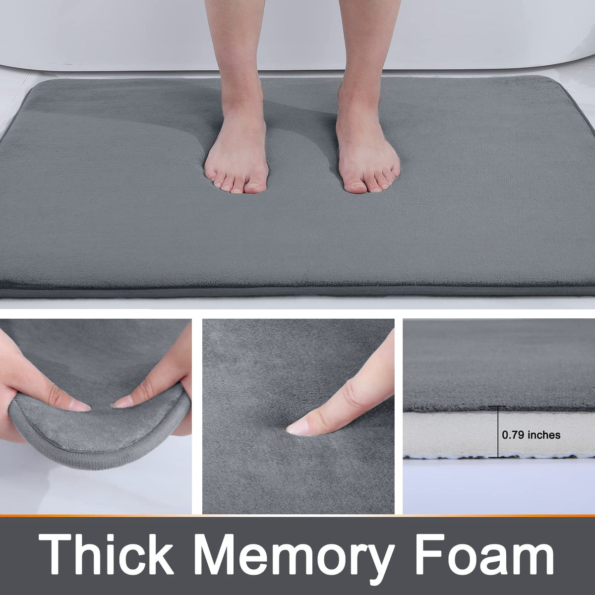 Bath Mat Memory Foam Quick-Absorbent Non-Slip Backing