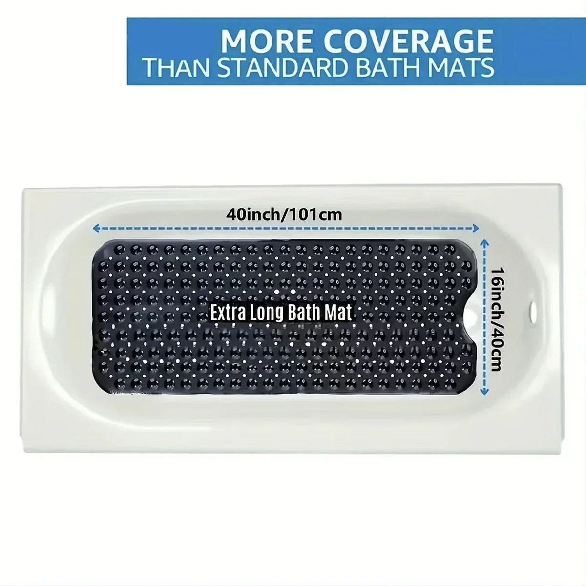 Bath Mat Non-Slip Suction Cups Extra Long