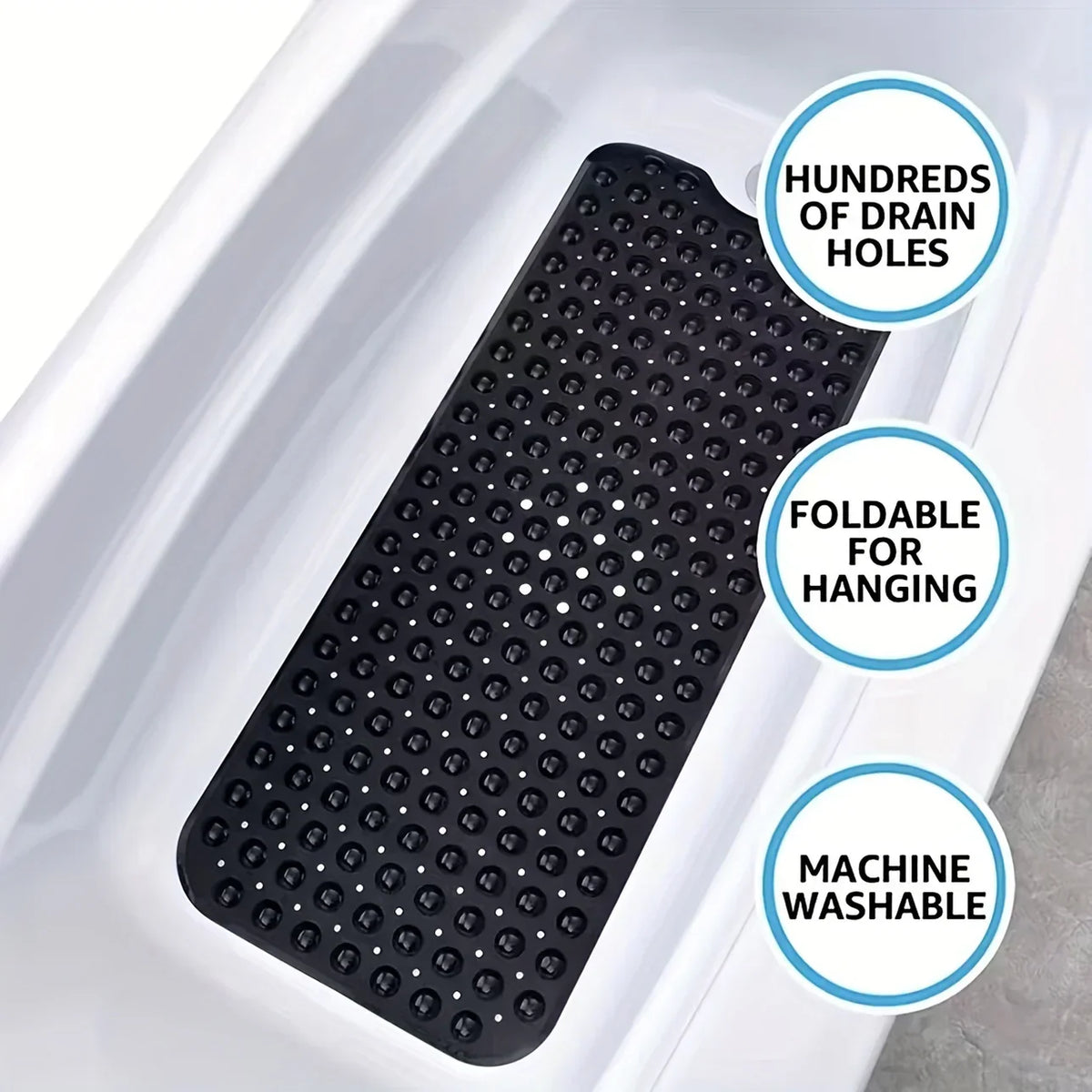 Bath Mat Non-Slip Suction Cups Extra Long