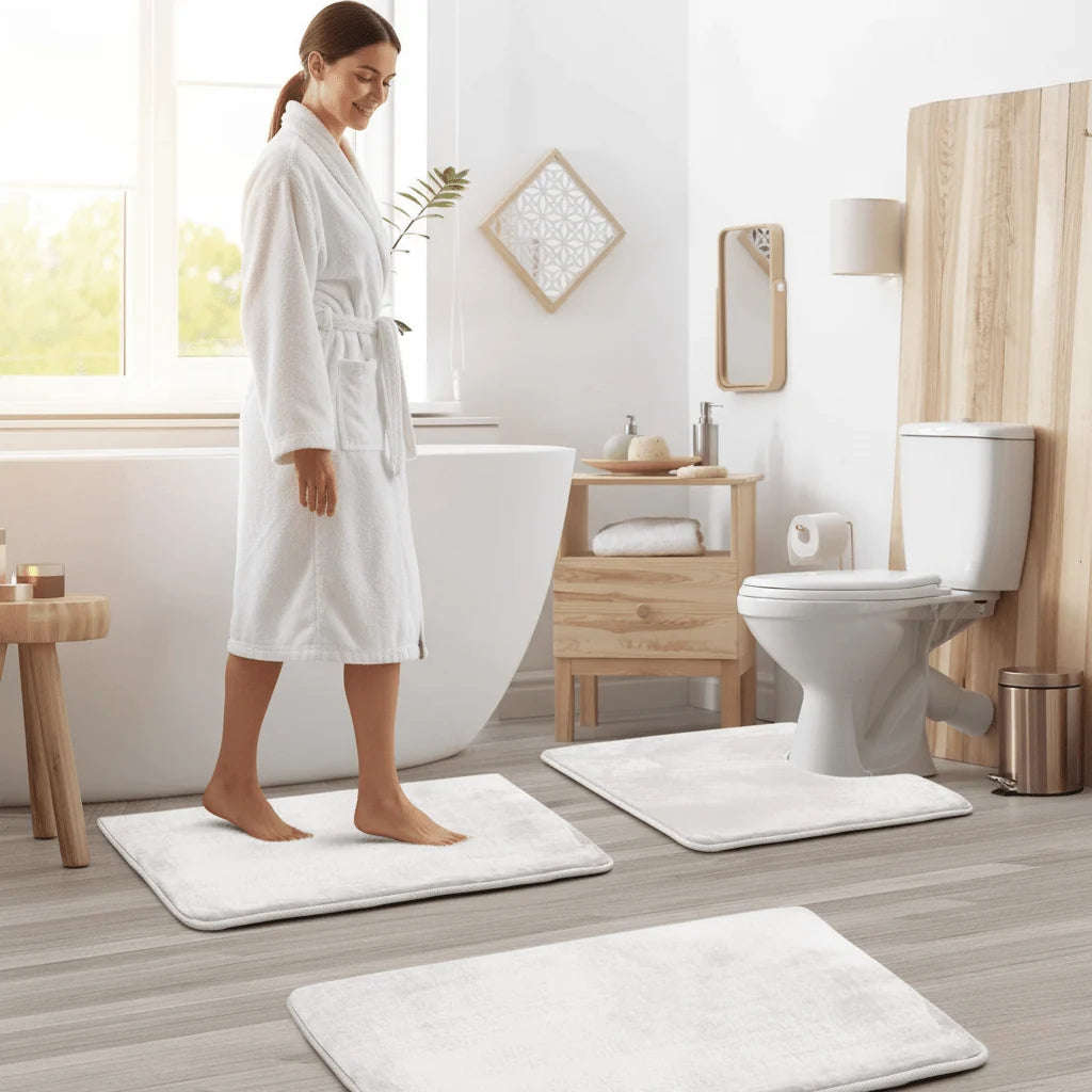 Bath Mat Set Memory Foam Non-Slip Set of 3