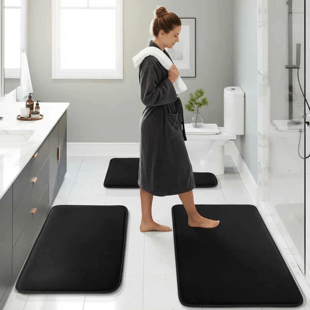 Bath Mat Set Memory Foam Non-Slip Set of 3