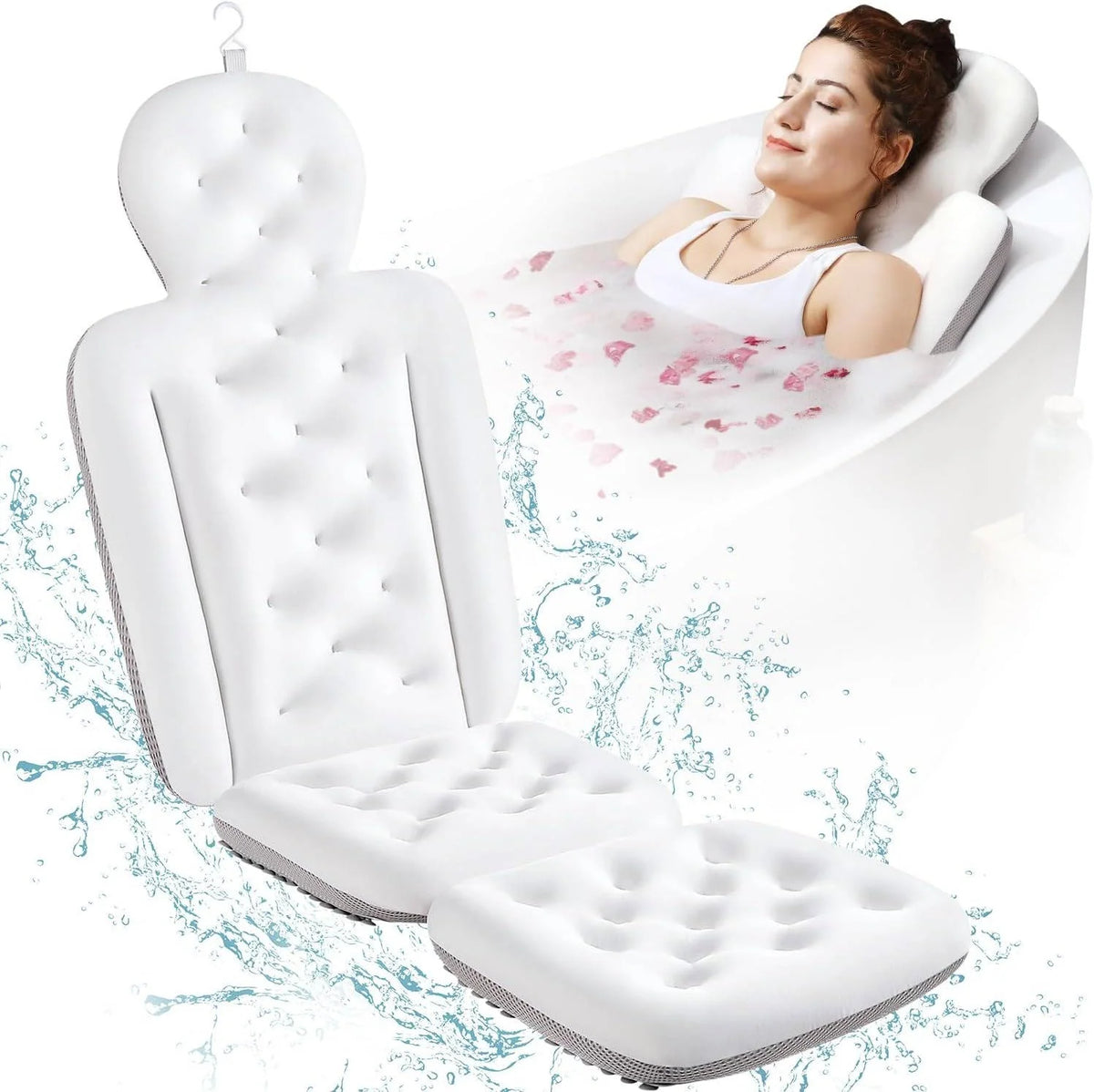 Bath Pillow Full-Body Breathable Mesh Non-Slip Suction Cups