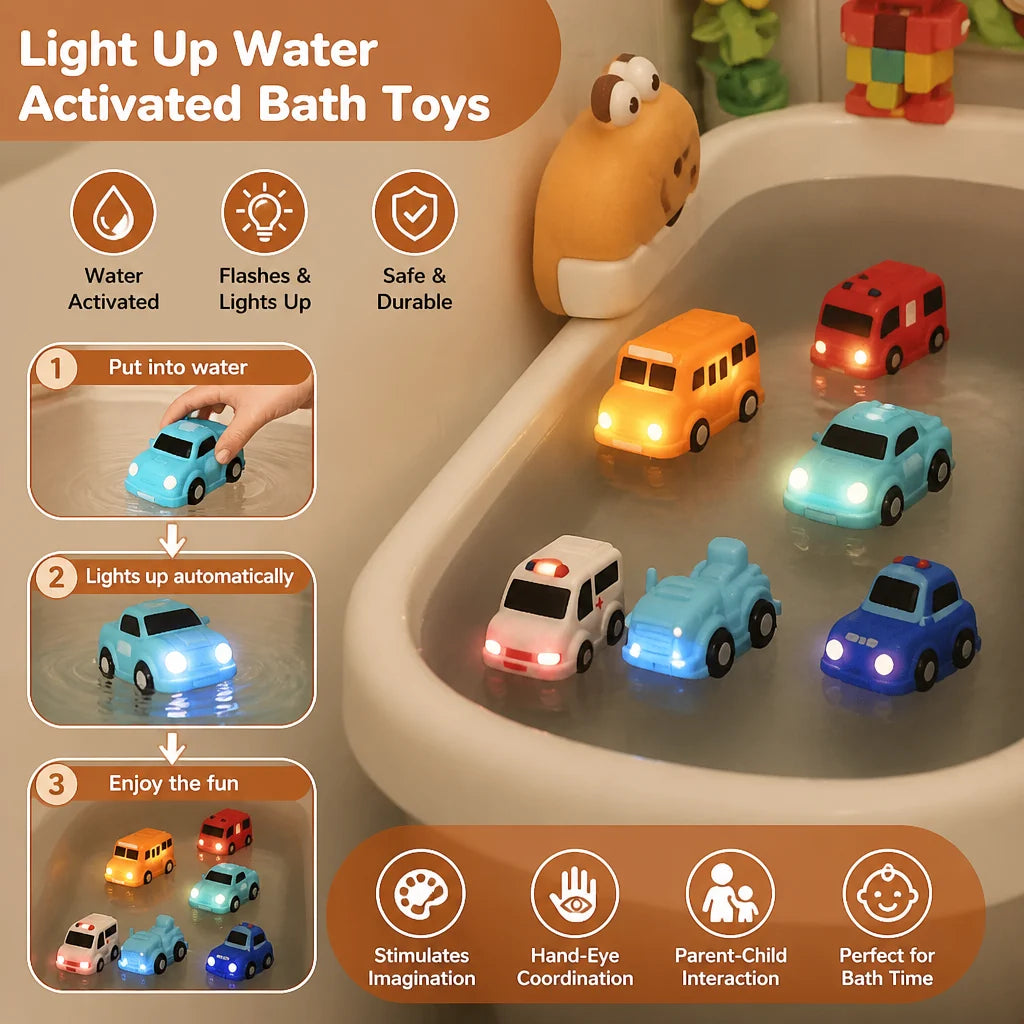 Bath Toy Car Set Floating Water-Activated Glow