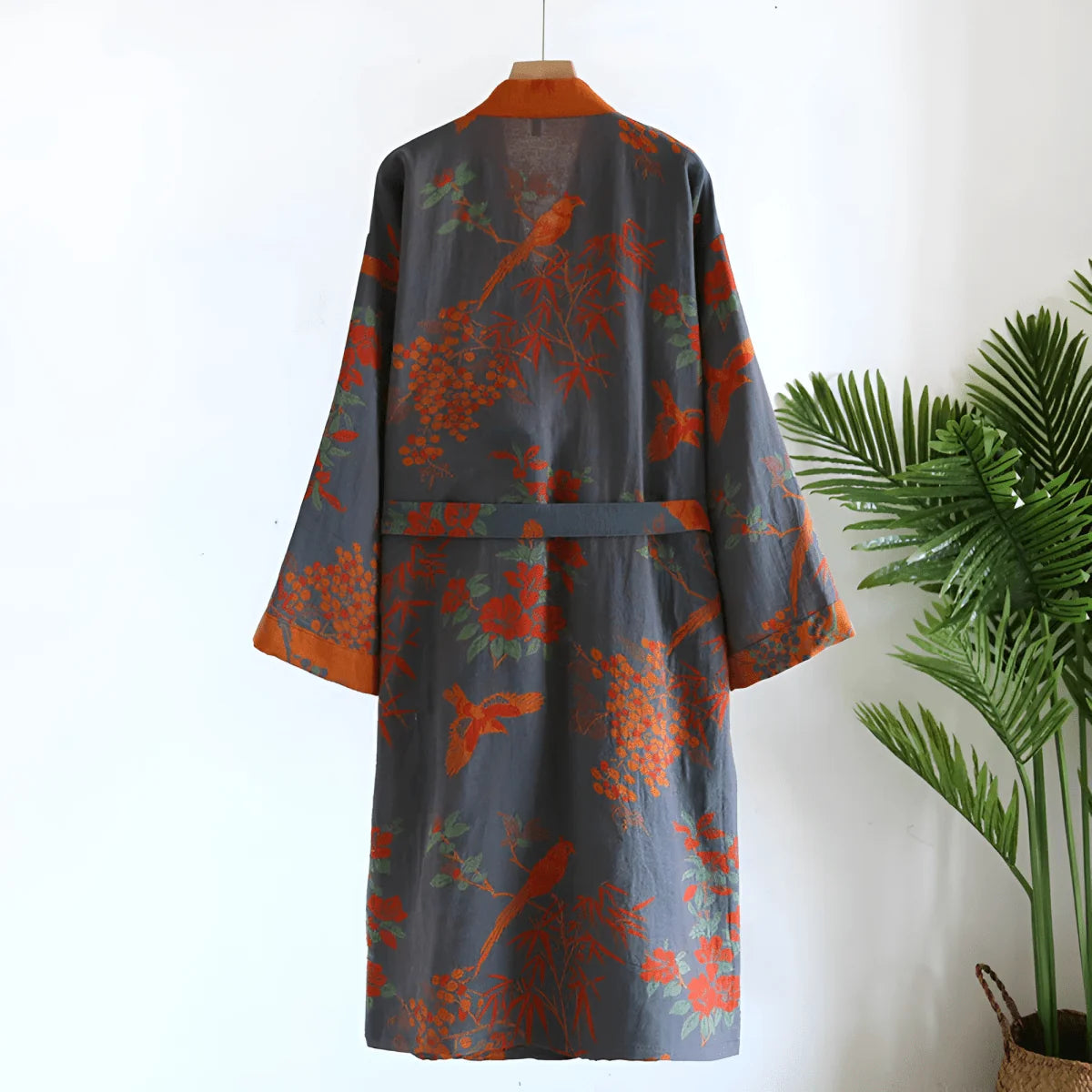 Bathrobe Lightweight Cotton Gauze Jacquard With Pockets