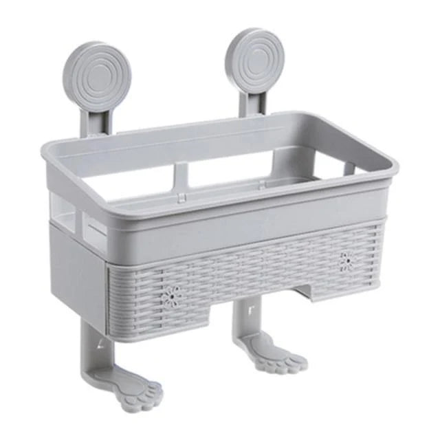 Bathroom Corner Storage Rack Adhesive Wall-Mounted, No-Drill Installation