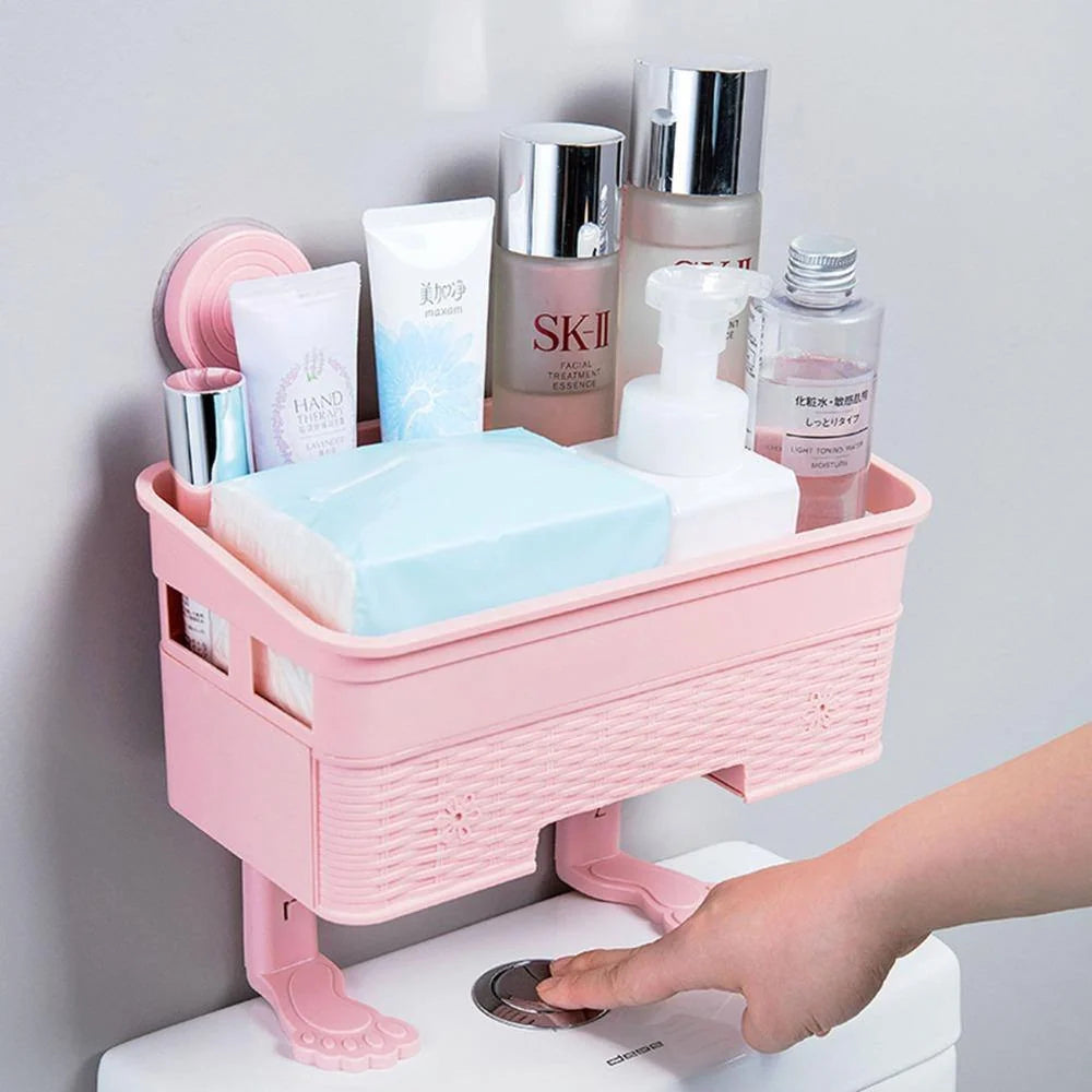 Bathroom Corner Storage Rack Adhesive Wall-Mounted, No-Drill Installation
