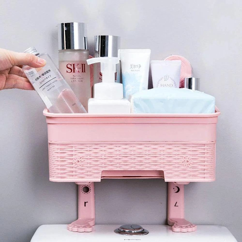 Bathroom Corner Storage Rack Adhesive Wall-Mounted, No-Drill Installation