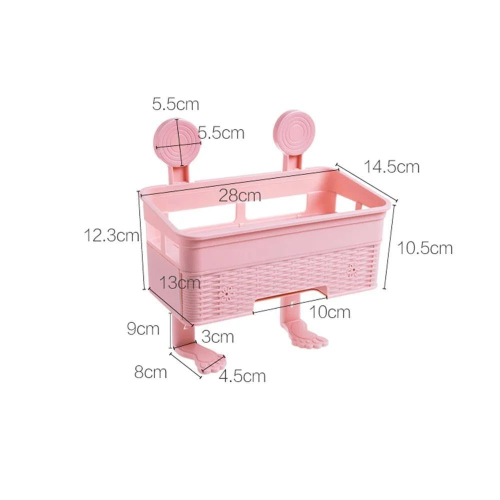 Bathroom Corner Storage Rack Adhesive Wall-Mounted, No-Drill Installation
