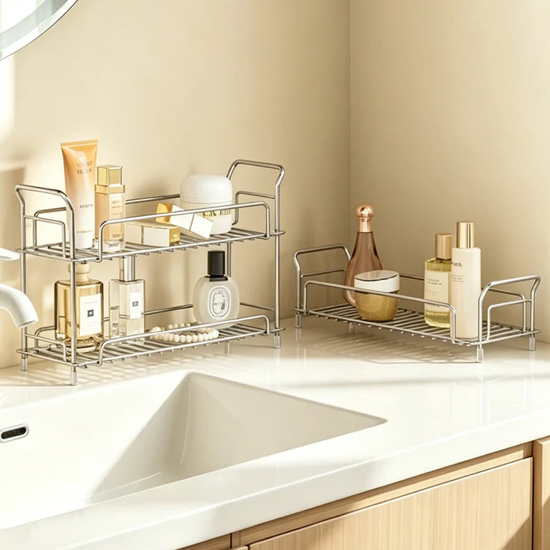 Bathroom Countertop Shelf 304 Stainless Steel Rust-Resistant Freestanding