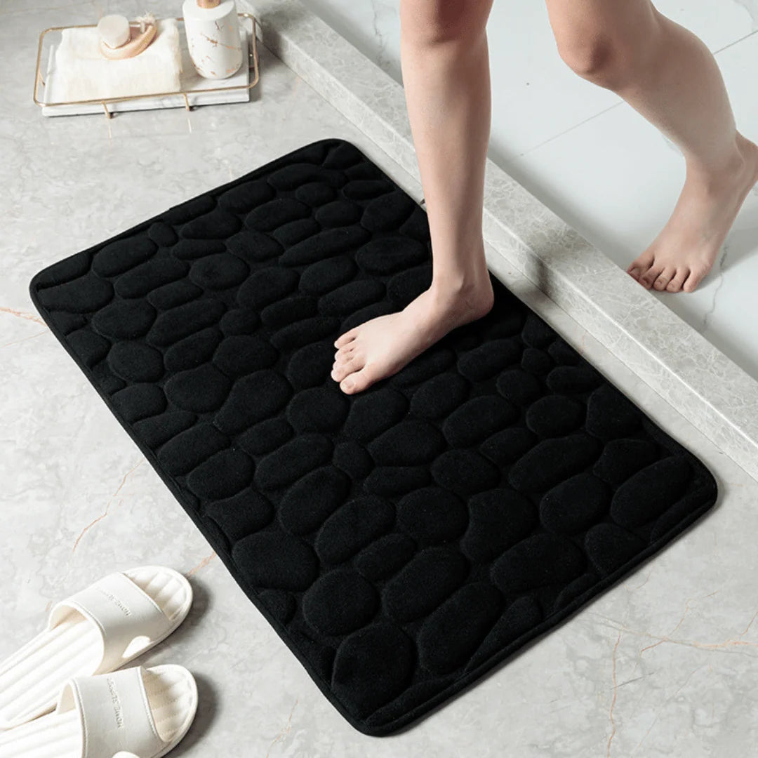 Bathroom Mat Absorbent Quick-Dry Slip-Resistant Pebble Texture