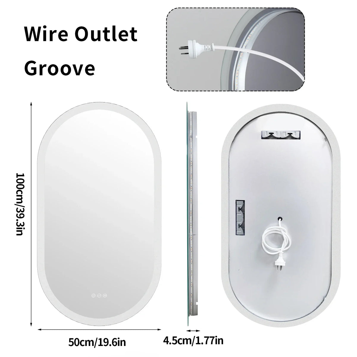 Bathroom Mirror Oval Backlit LED Touch Dimming Anti-Fog