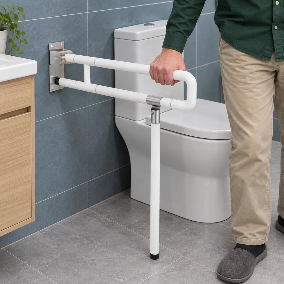 Bathroom Safety Rail U-Shaped Dual-Grip 220 lb Capacity