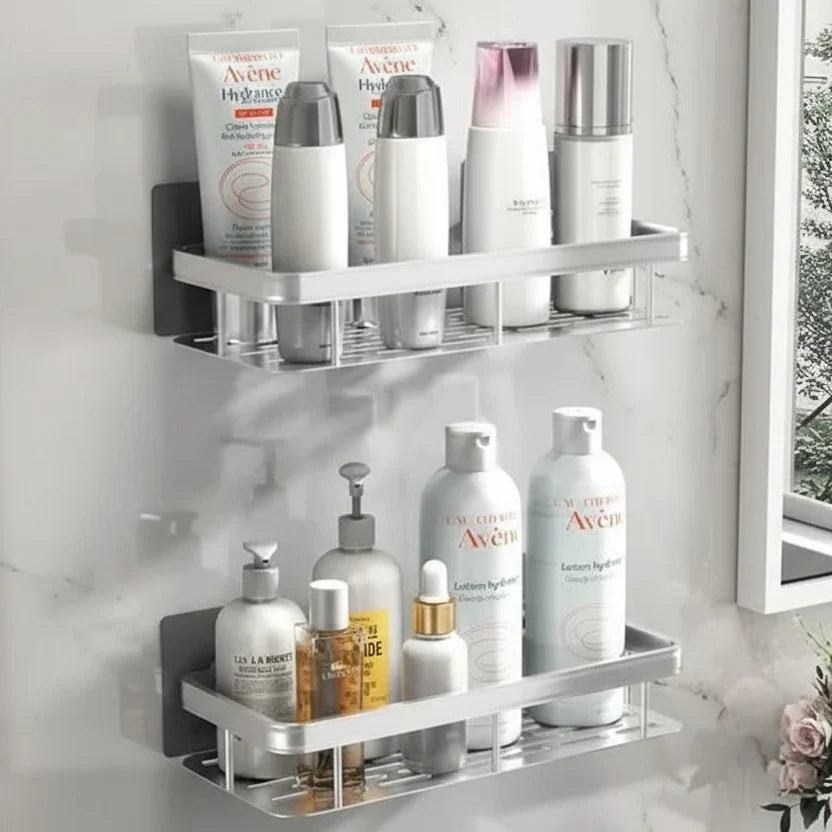 Bathroom Shower Shelf Stainless Steel No-Drill Adhesive Mount
