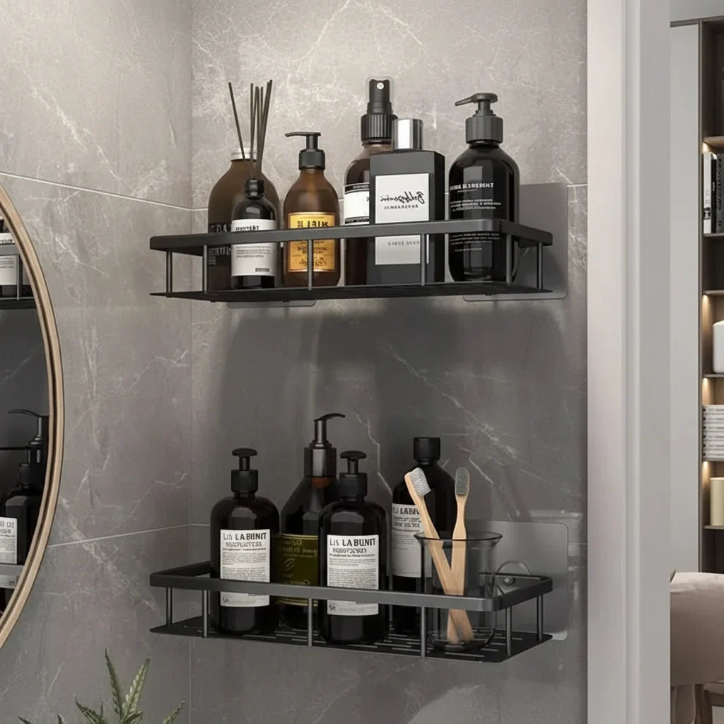 Bathroom Shower Shelf Stainless Steel No-Drill Adhesive Mount