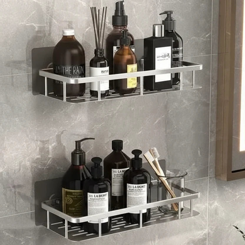 Bathroom Shower Shelf Stainless Steel No-Drill Adhesive Mount