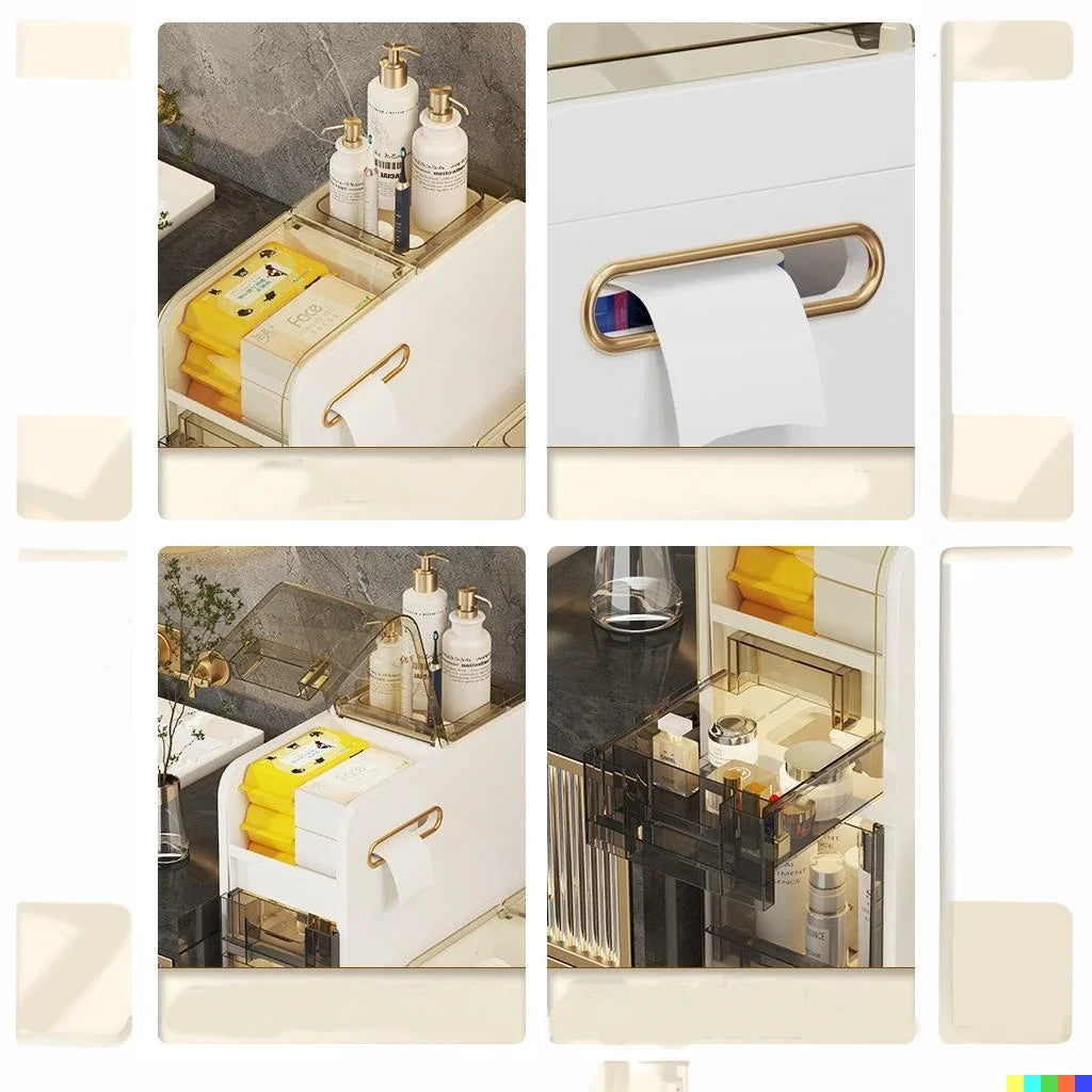 Bathroom Storage Cabinet Slim Multi-Tier ABS Construction