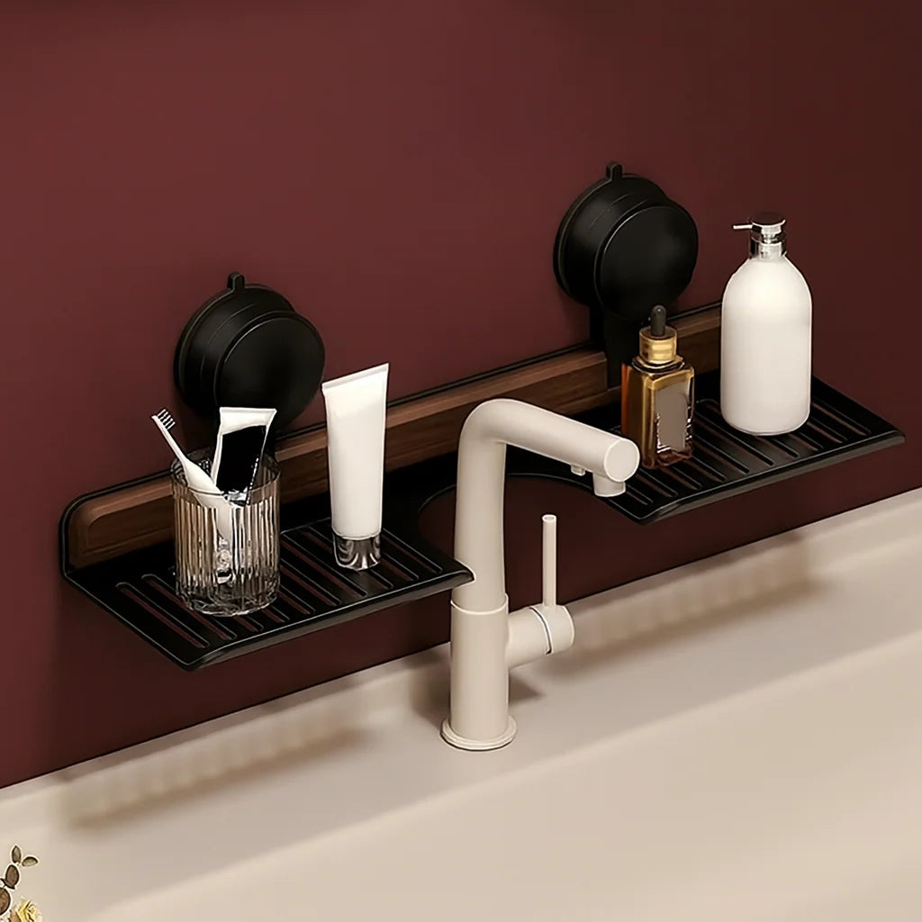 Bathroom Storage Rack No-Drill Suction Mount Open-Bottom Drainage