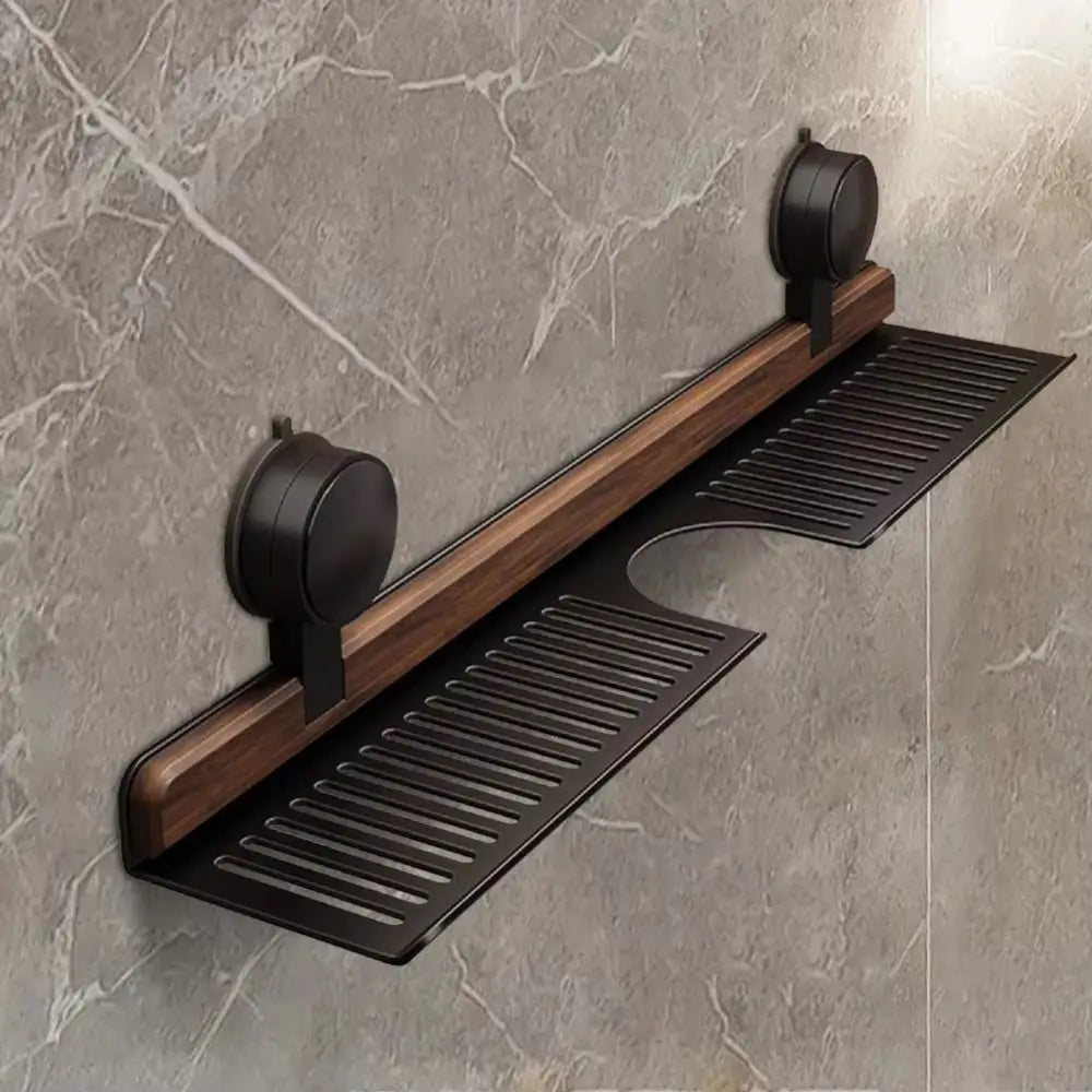 Bathroom Storage Rack No-Drill Suction Mount Open-Bottom Drainage