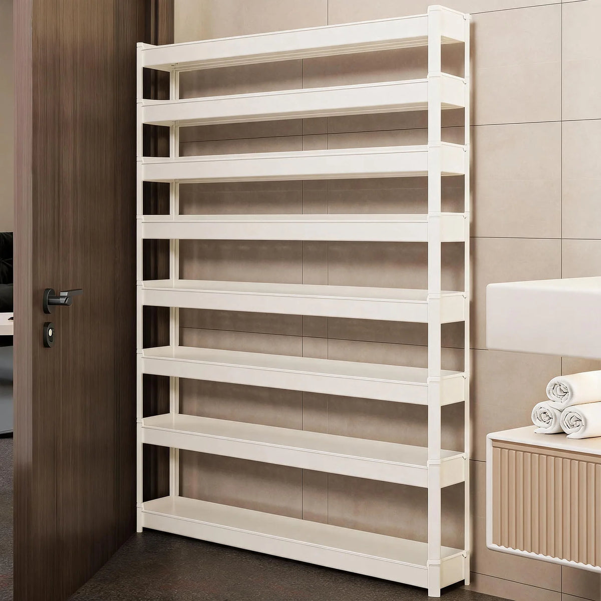 Bathroom Storage Shelf Slim 3-Tier Freestanding Plastic