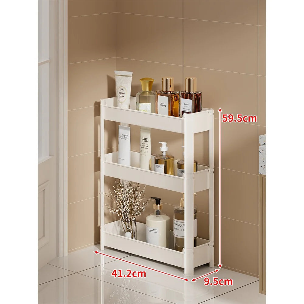 Bathroom Storage Shelf Slim 3-Tier Freestanding Plastic