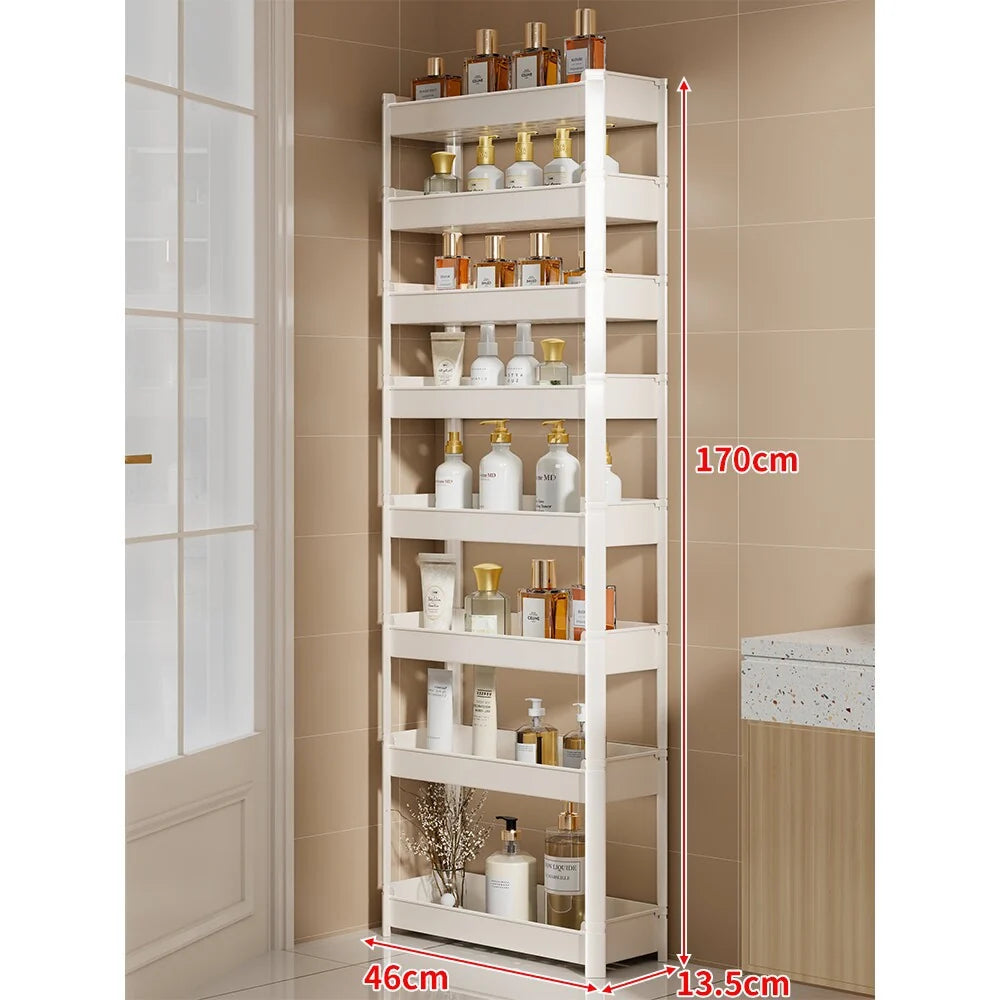 Bathroom Storage Shelf Slim 3-Tier Freestanding Plastic