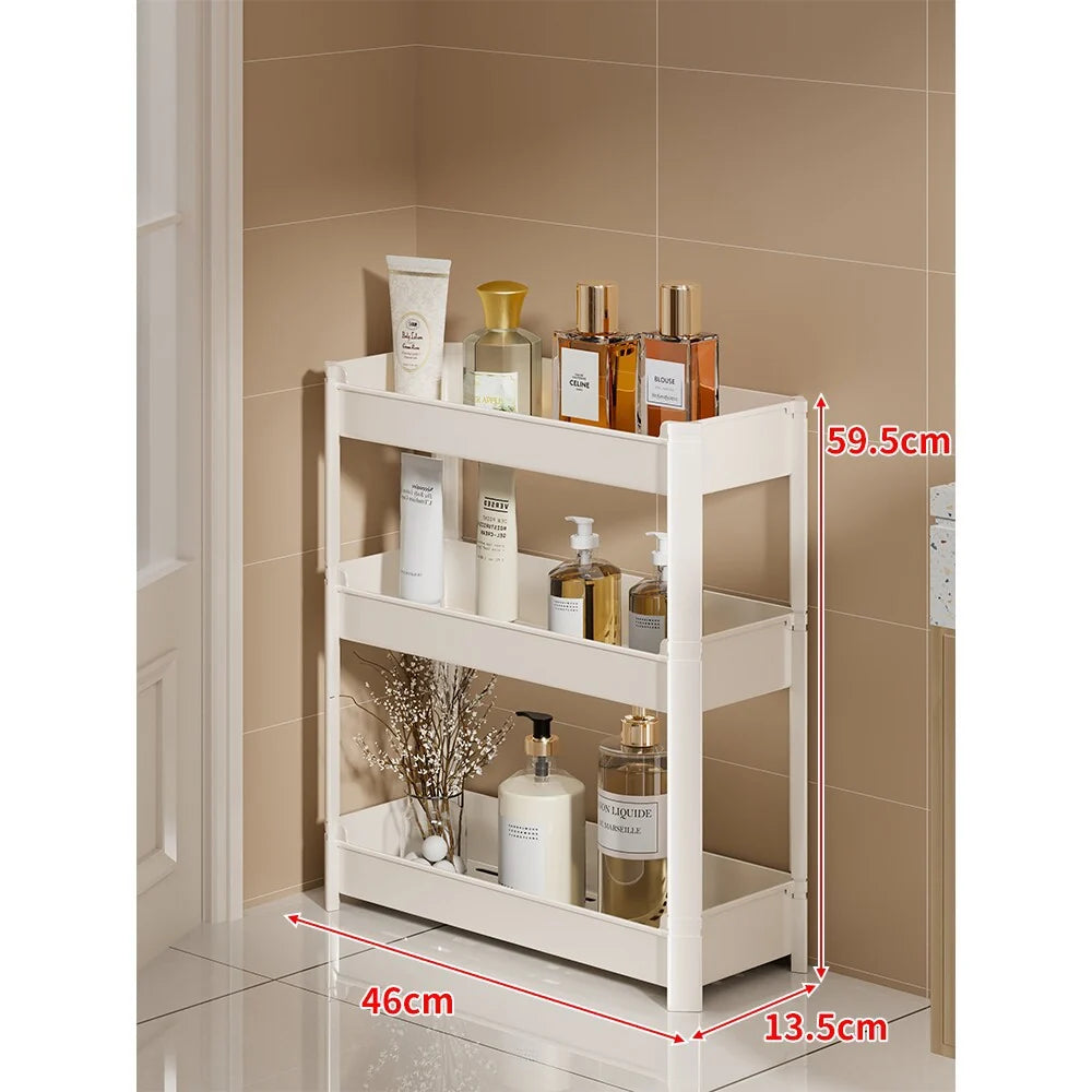 Bathroom Storage Shelf Slim 3-Tier Freestanding Plastic