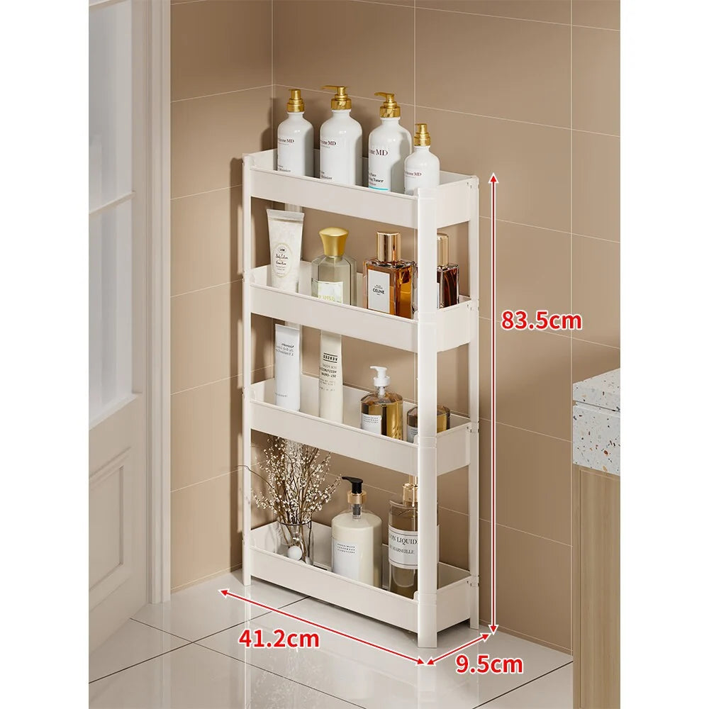Bathroom Storage Shelf Slim 3-Tier Freestanding Plastic