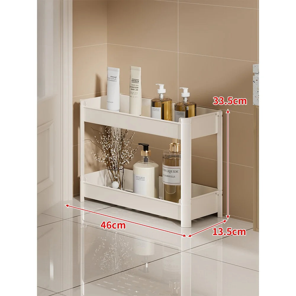 Bathroom Storage Shelf Slim 3-Tier Freestanding Plastic