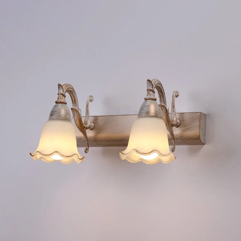 Bathroom Vanity Light White Glass Downward-Facing Damp-Room Suitable