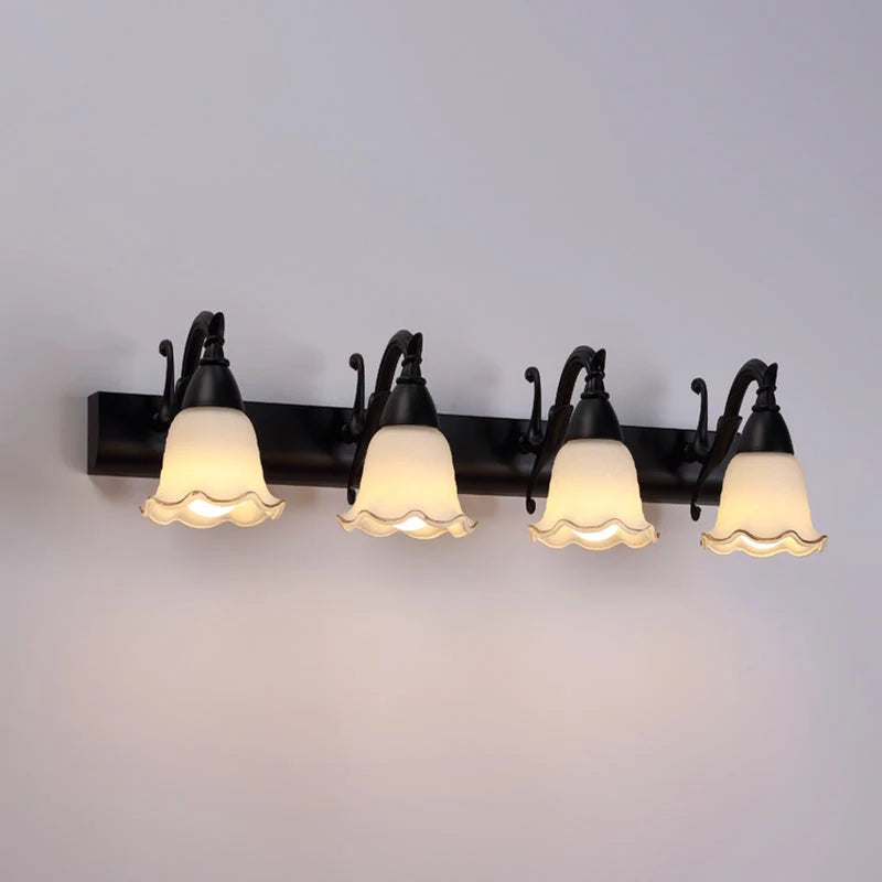 Bathroom Vanity Light White Glass Downward-Facing Damp-Room Suitable
