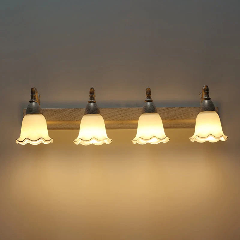 Bathroom Vanity Light White Glass Downward-Facing Damp-Room Suitable